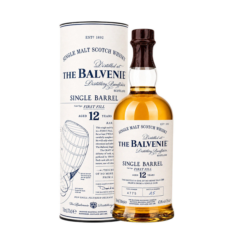 Balvenie/百富12年单桶700ML 苏格兰单一麦芽威士忌 海外进口洋酒图片