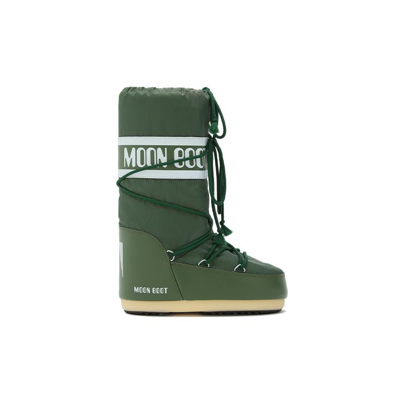 Moon Boot2025秋冬新款男女同款不分左右绿色ICON尼龙高筒雪地靴
