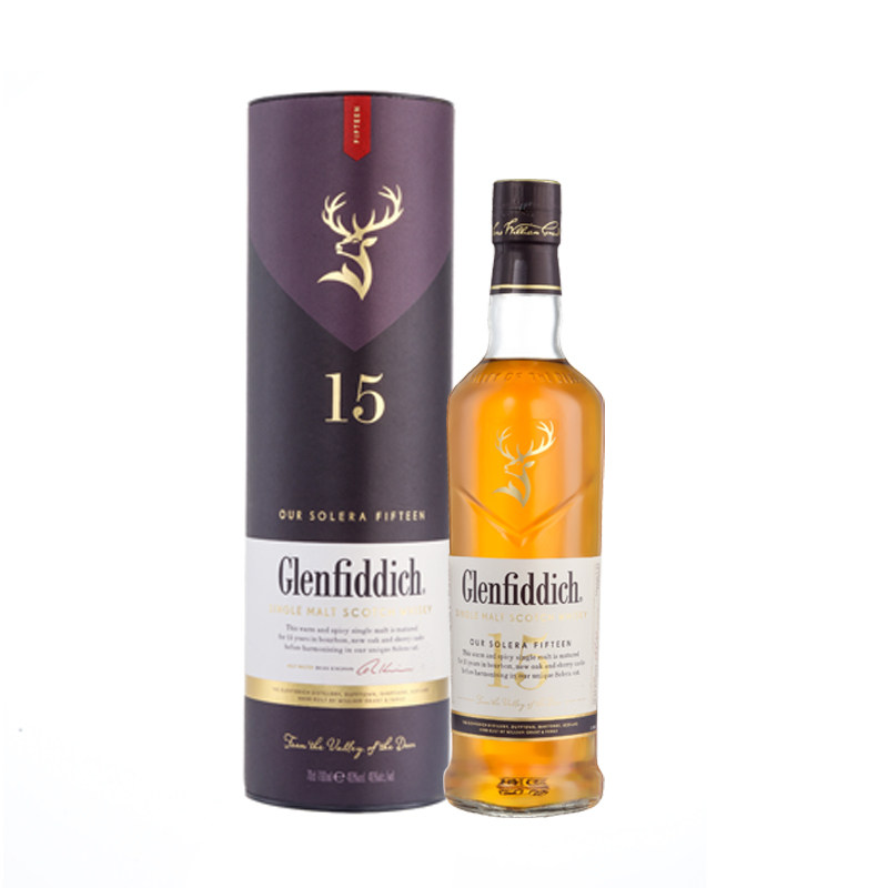 Glenfiddich格兰菲迪15年1L装苏格兰单一麦芽威士忌进口洋酒 磨码