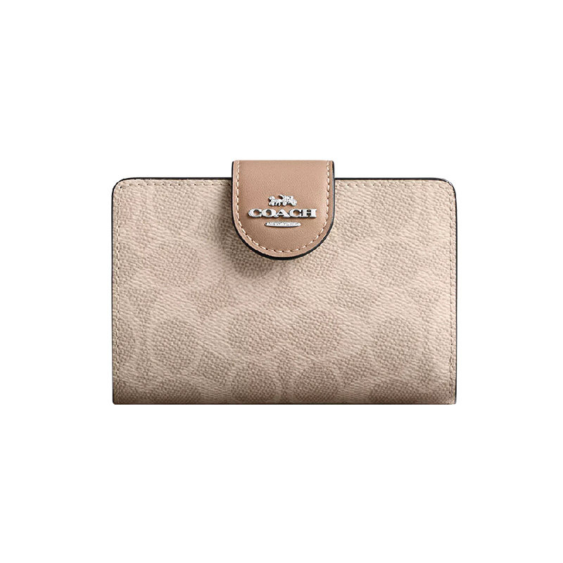 【正品保证】COACH/蔻驰女士钱包 SignatureCanvas卡包手拿证件包