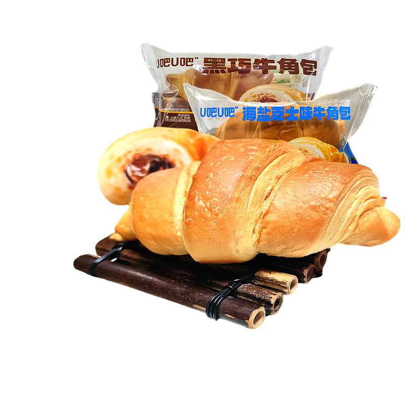 u吧u吧爆浆牛角面包海盐芝士早餐