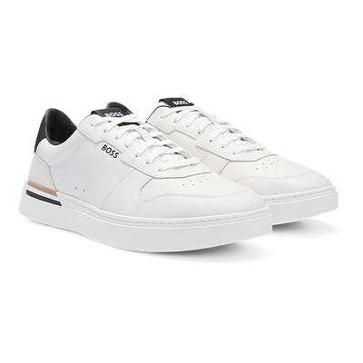 经典条纹细节皮革运动鞋