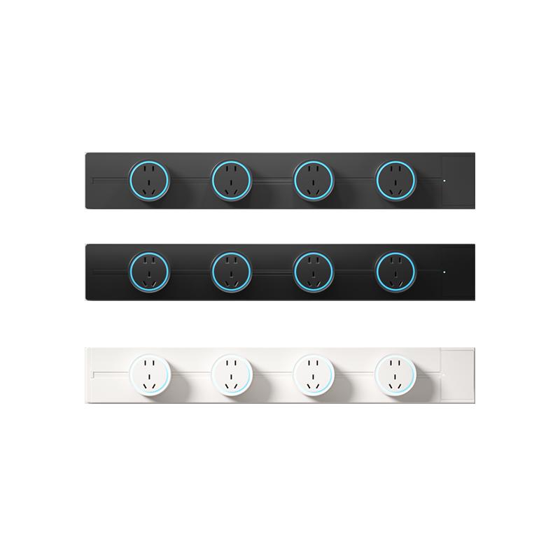 可移动轨道插座明装家用电力滑轨导轨磁吸客厅厨房餐边柜无线插排