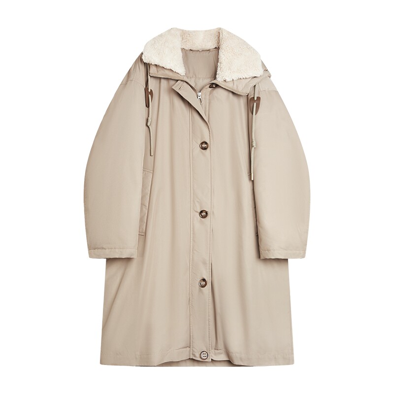 ELLE90白鸭绒毛领中长款羽绒服女2025冬季新款休闲保暖厚款