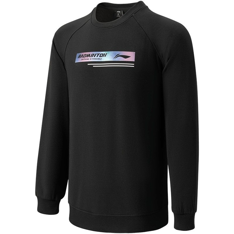 李宁卫衣男士女士新款羽毛球系列长袖圆领冬季情侣上衣针织运动服