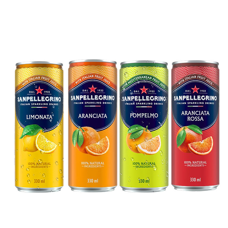 意大利进口SanPelligrino圣培露果汁饮料多种口味330ml*24听拼箱