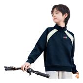 匹克童装 男童加绒卫衣青少年男立领半拉链大童加厚一体绒内搭冬装