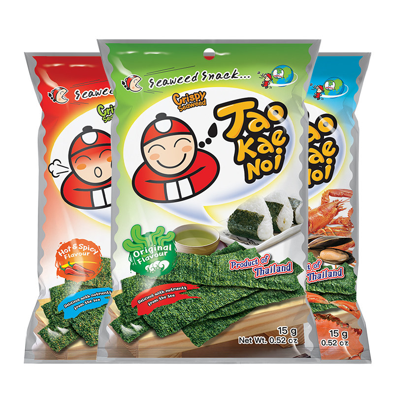 陈哲远代言TaoKaeNoi老板仔旗舰店泰国进口网红袋紫菜零食15G*6包