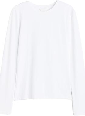 HM女装T恤春季弹性圆领修身舒适休闲长袖款打底衫内搭上衣1191700