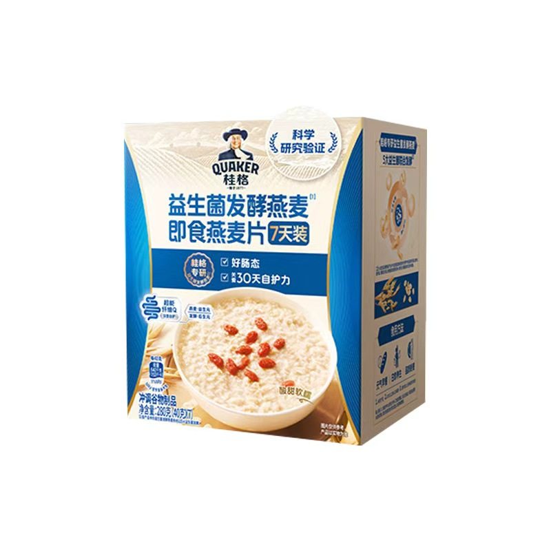 桂格益生菌发酵燕麦片280g即食7天装益生元营养早餐高纤肠动力,咖啡/麦片/冲饮,多谷物麦片,淘宝优惠券,粉丝福利购,淘宝优惠卷