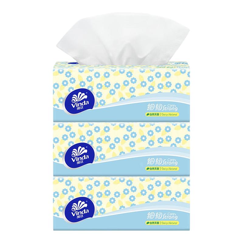 维达细韧抽纸100抽3包装纸巾实惠装家用面巾纸餐巾纸手纸卫生纸