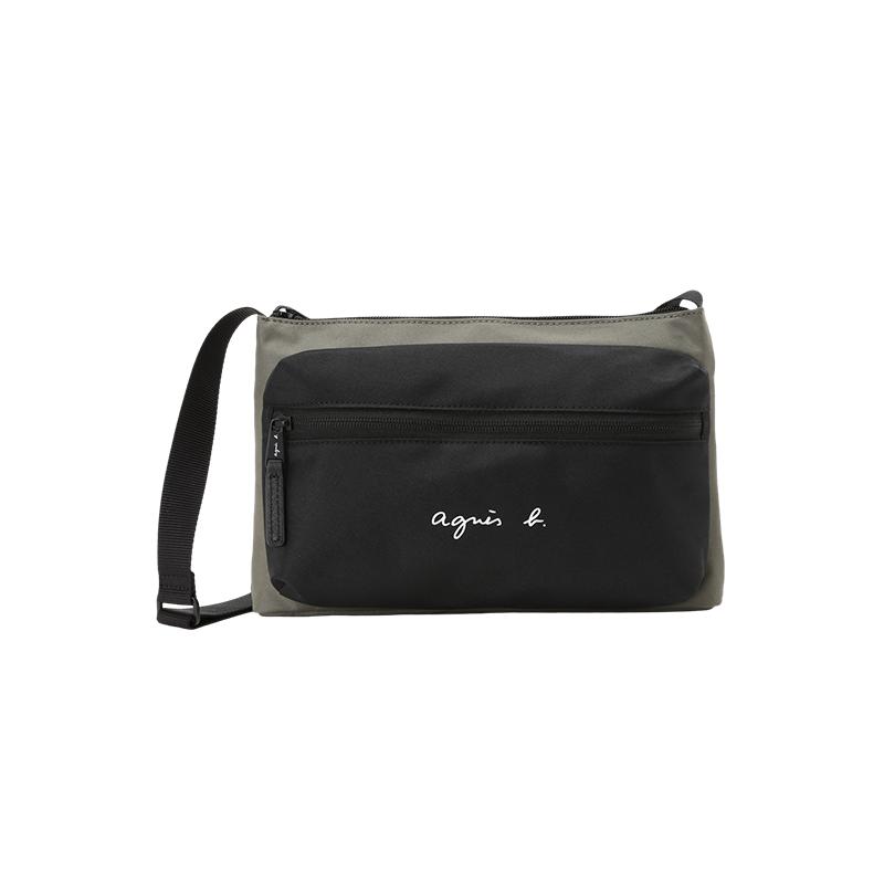 agnès b.尼龙小号手提包男士通勤单肩背包  卡其色