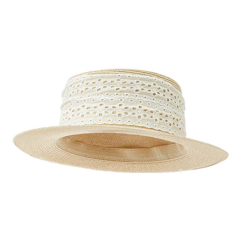 畹町小脸感帽子女26年夏季蕾丝飘带平顶编织礼帽百搭少女宽檐草帽