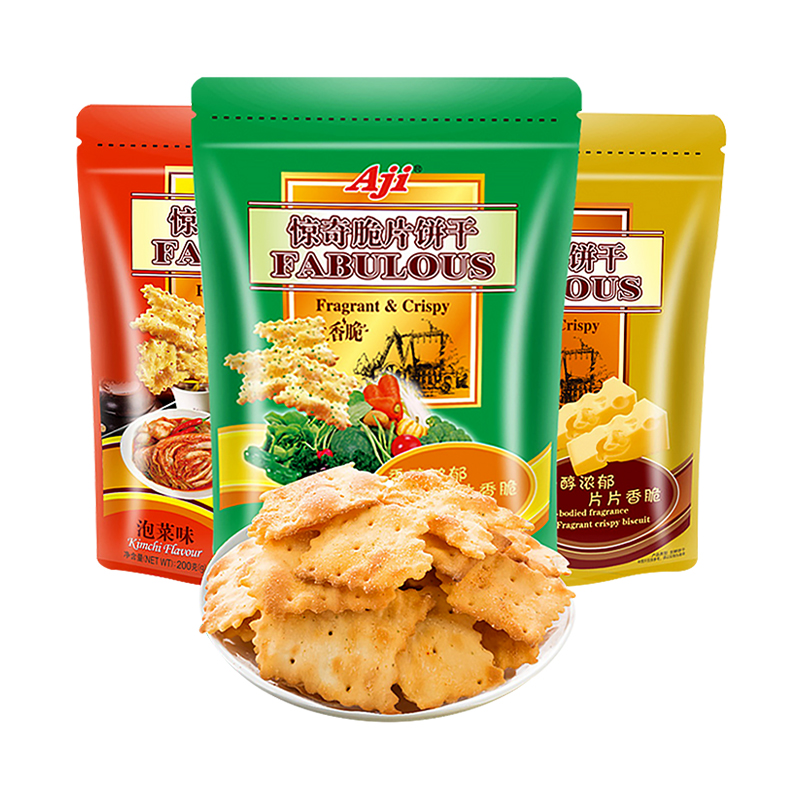 Aji惊奇脆片饼干不规则蔬菜味泡菜芝士咸办公室零食休闲小吃解馋