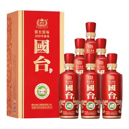 贵州国台国标酒2020酿造53度大曲坤沙酱香型白酒558ml*6瓶整箱装