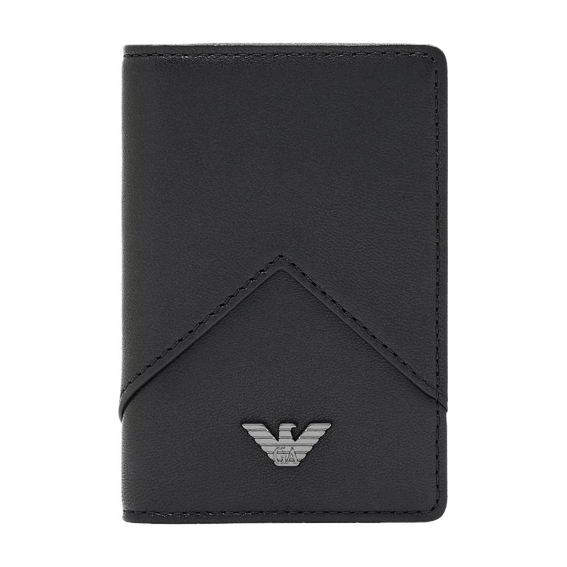 阿玛尼男士羊皮革三折多卡位钱包