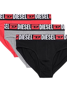 Diesel男士内裤三件装红色运动轻薄透气棉质三角裤