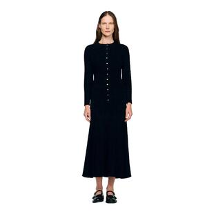 迪木尔风黑色单排扣针织连衣裙 法式 季 末7折SANDRO2025秋冬女装