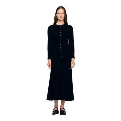 SANDRO圆领长款针织连衣裙