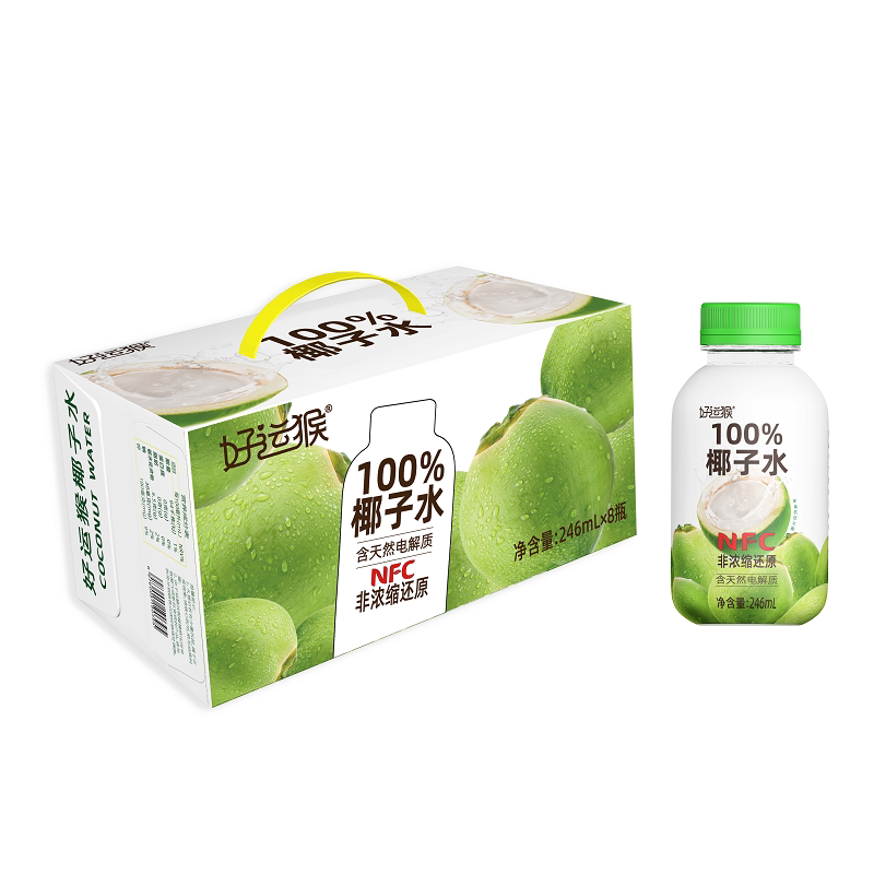 好运猴100%鲜椰子水0脂天然椰青百分百纯nfc孕妇专用果汁健康饮料