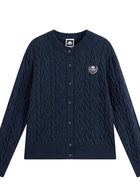 Kappa卡帕女装2025秋季新款复古百搭绞花肌理编织开衫K0F62LK30D