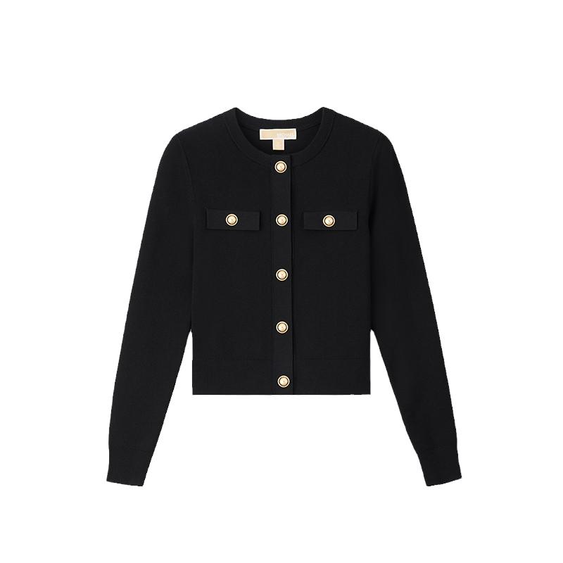 【两件折上折】MICHAEL KORS MK 女士圆领针织纽扣饰上衣