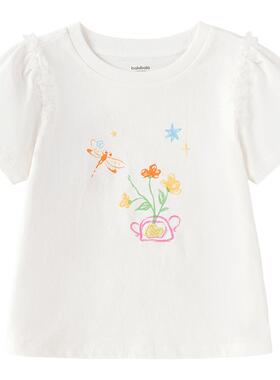 巴拉巴拉女童短袖t恤宝宝纯棉上衣夏季新款衣服白色儿童打底衫孩