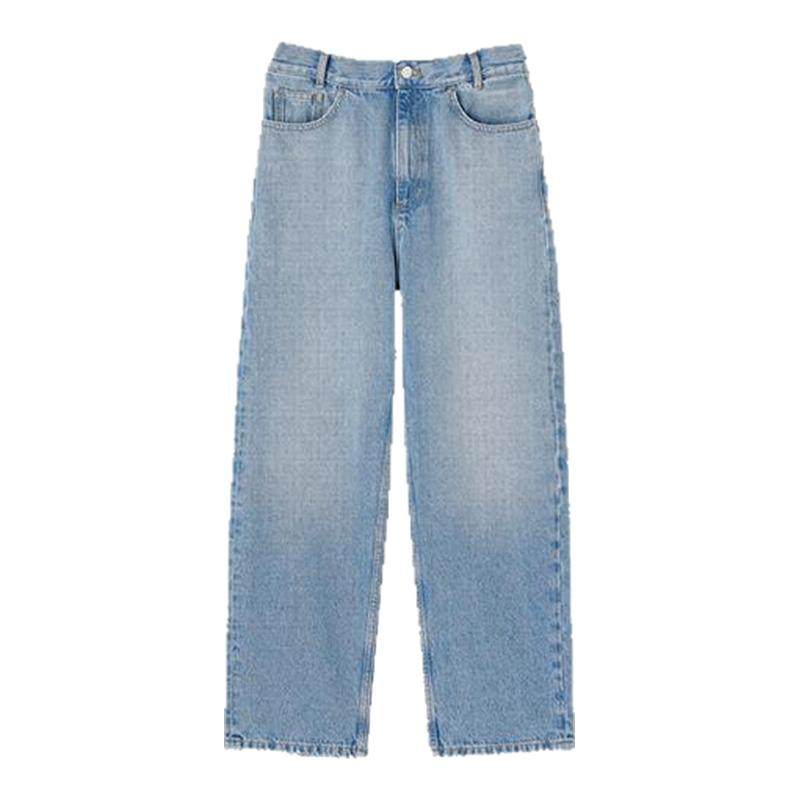 SANDRO秋冬女装法式时尚优雅简约棉质蓝色复古做旧高腰牛仔长裤,女装/女士精品,牛仔裤,淘宝优惠券,粉丝福利购,淘宝优惠卷