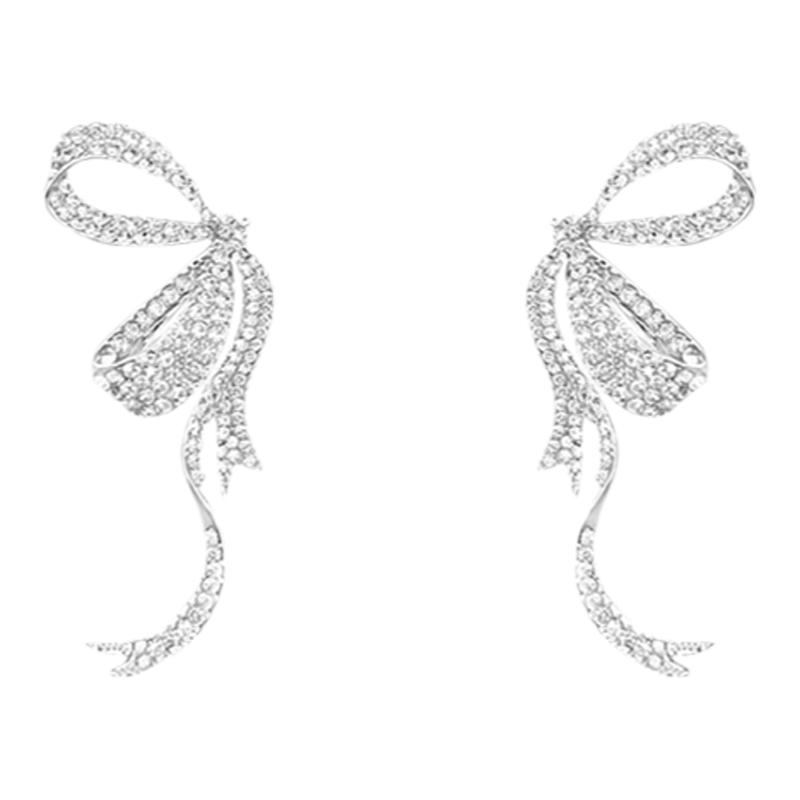 s925银针超闪蝴蝶结耳环