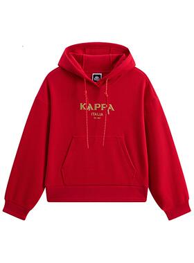 Kappa卡帕女装2026春季新款运动休闲红色连帽针织卫衣K0G22MT06