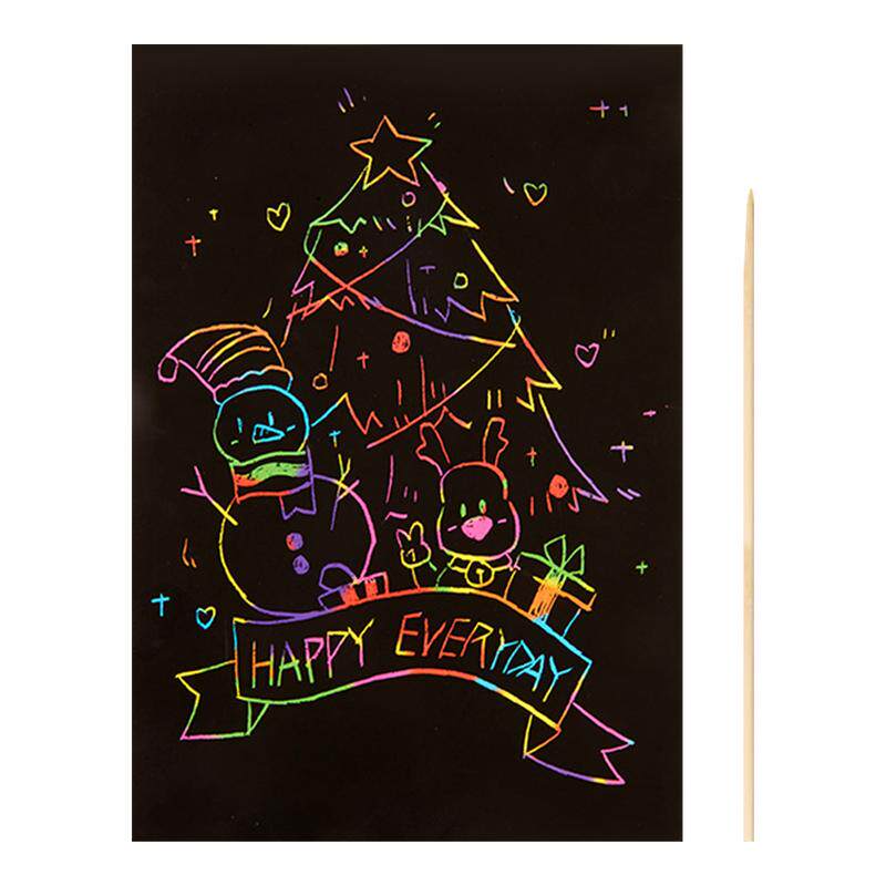 炫彩A4刮画纸小学生刮刮画黑色刮刮纸儿童幼儿园diy手工彩色绘画