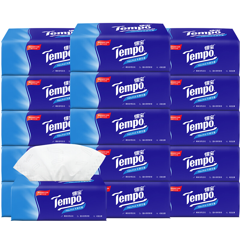 tempo得宝抽纸16大包加厚德保纸