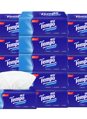Tempo得宝抽纸16大包4层加厚德保纸巾实惠餐巾纸家庭装抽取式面纸