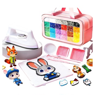 拼豆豆手工diy儿童益智玩具女孩礼物拼豆材料包全套工具套装熨斗