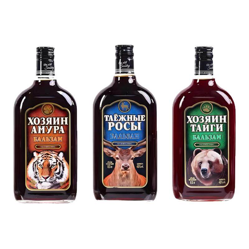 俄罗斯原装进口亚里奇牌阿穆尔王者配制酒虎鹿熊图滋补养生伏特加