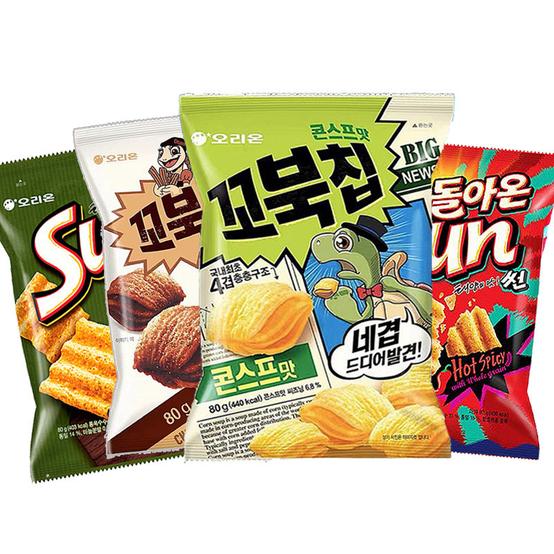 韩国进口好丽友乌龟玉米酥sun太阳片浪里个浪巧克力味膨化零食