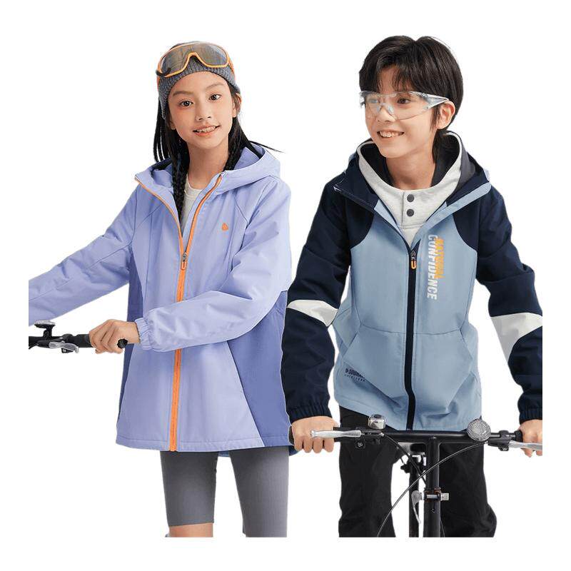 水孩儿儿童外套女童春秋装新品中大童三防风衣男童薄绒透湿连帽衫
