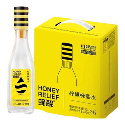 蜂解柠檬蜂蜜水果味饮料400ml*6/瓶整箱水分离式瓶盖436g*6瓶