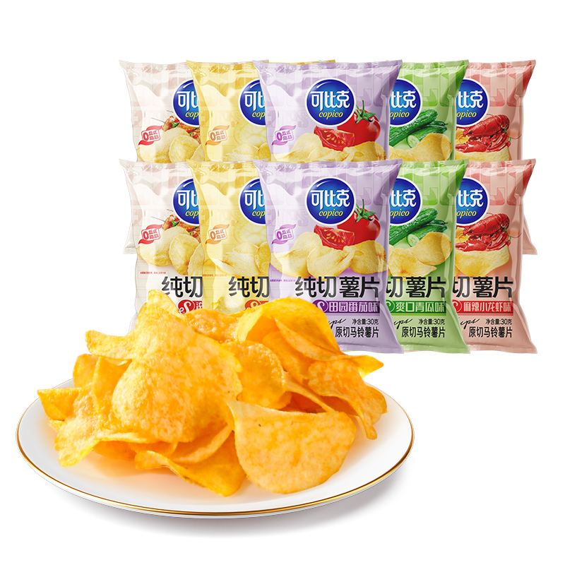 30g纯切薯片可比克多口味