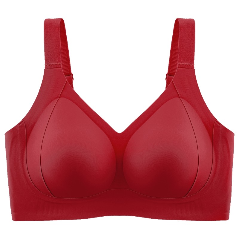 润微大胸本命年内衣套装女提拉上托大码无痕收副乳无痕文胸罩马年