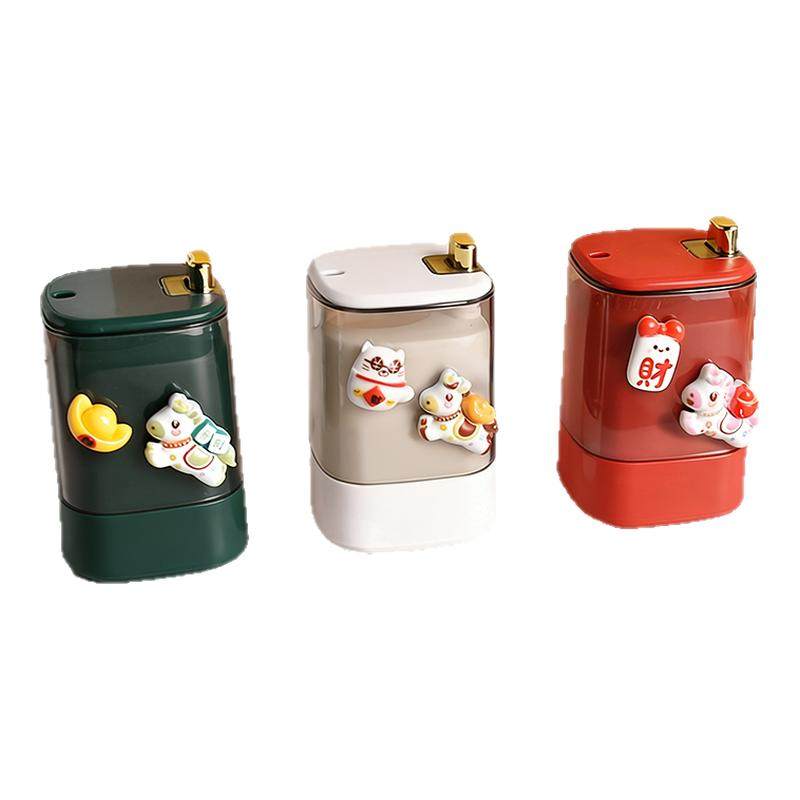 牙签盒自动弹出家用按压牙签筒牙签收纳罐2026可爱吉祥马年牙签盒,收纳整理,牙签盒,淘宝优惠券,粉丝福利购,淘宝优惠卷