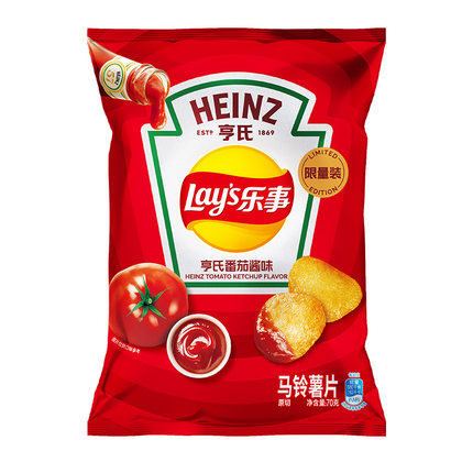 乐事x亨氏联名款薯片亨氏番茄酱味70g限定口味休闲零食办公室小吃