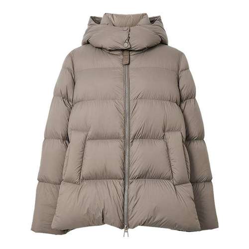 红袖冬季新款女装落肩双拉链立领连帽一手长羽绒