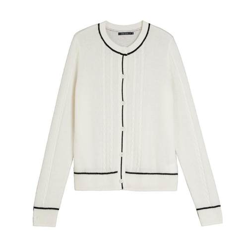 ELLE米白色宽松毛衣开衫