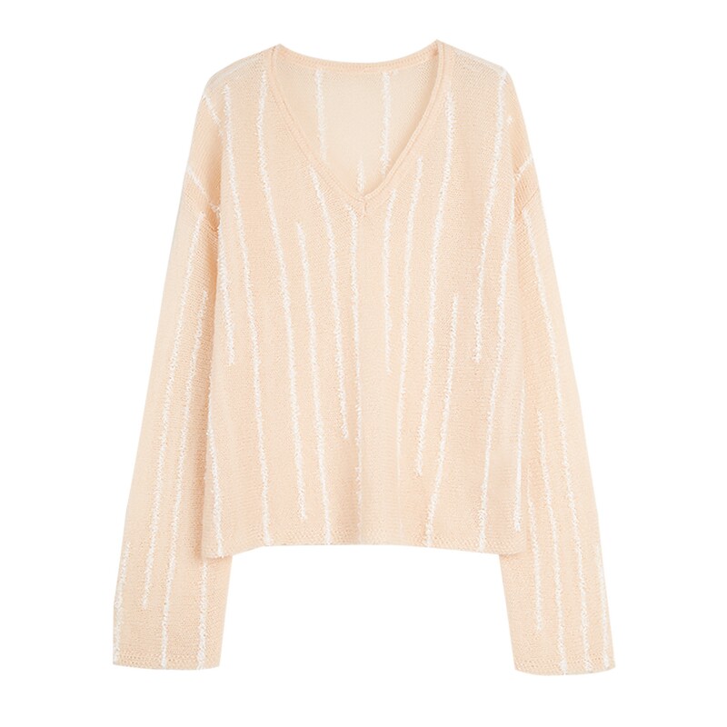 【商场同款】ELLE绵羊毛V领长袖针织衫女2025秋季新款马海毛