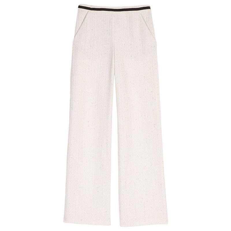 季末6折Maje2025秋冬新款女装复古穿搭法式粗花呢撞色直筒长裤,女装/女士精品,休闲裤,淘宝优惠券,粉丝福利购,淘宝优惠卷