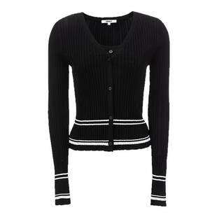 ONLY春季新款吊带开衫舒适高弹撞色条纹短款套装毛衣针织衫女