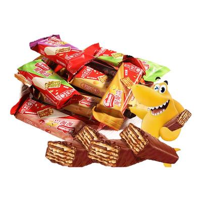 雀巢脆脆鲨巧克力威化夹心饼干花生味儿童零食办公囤货60条正品