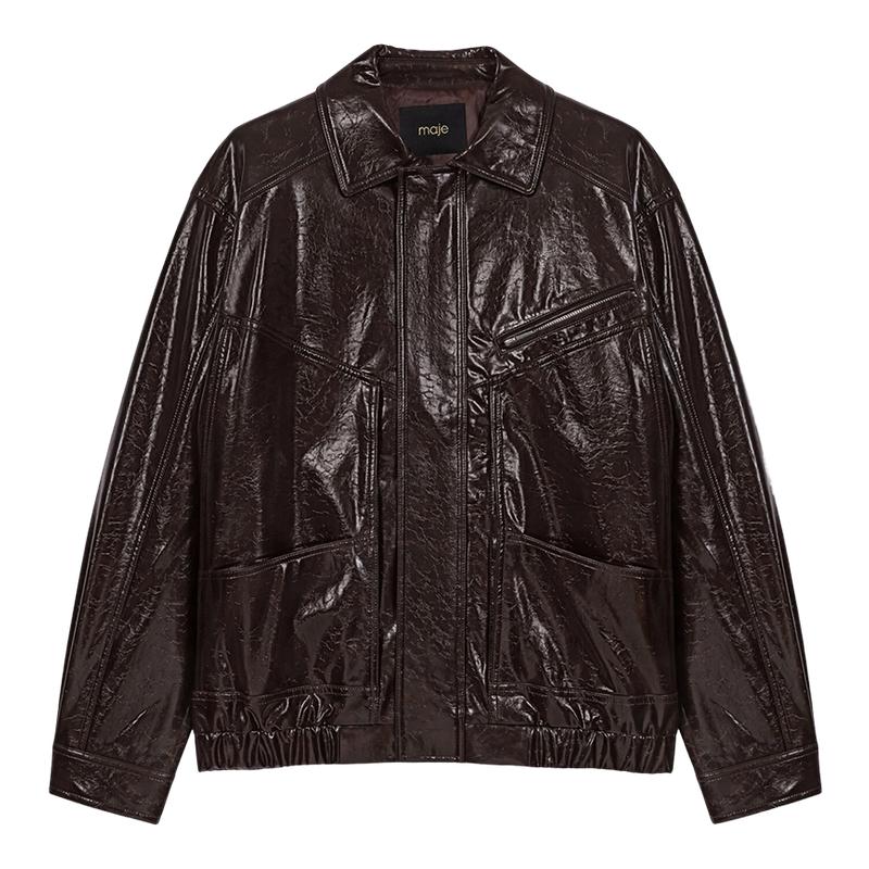 时尚翻领长袖款式 气质短款直筒版型