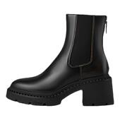 ASH女靴冬季 新款 NEWTON真皮高跟切尔西靴粗跟后拉链高跟短靴单靴